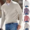 Men Fall Winter Sweater Zipper Stand Collar Neck Protecion Long Sleeve Solid Color Casual Soft Men Warm Top