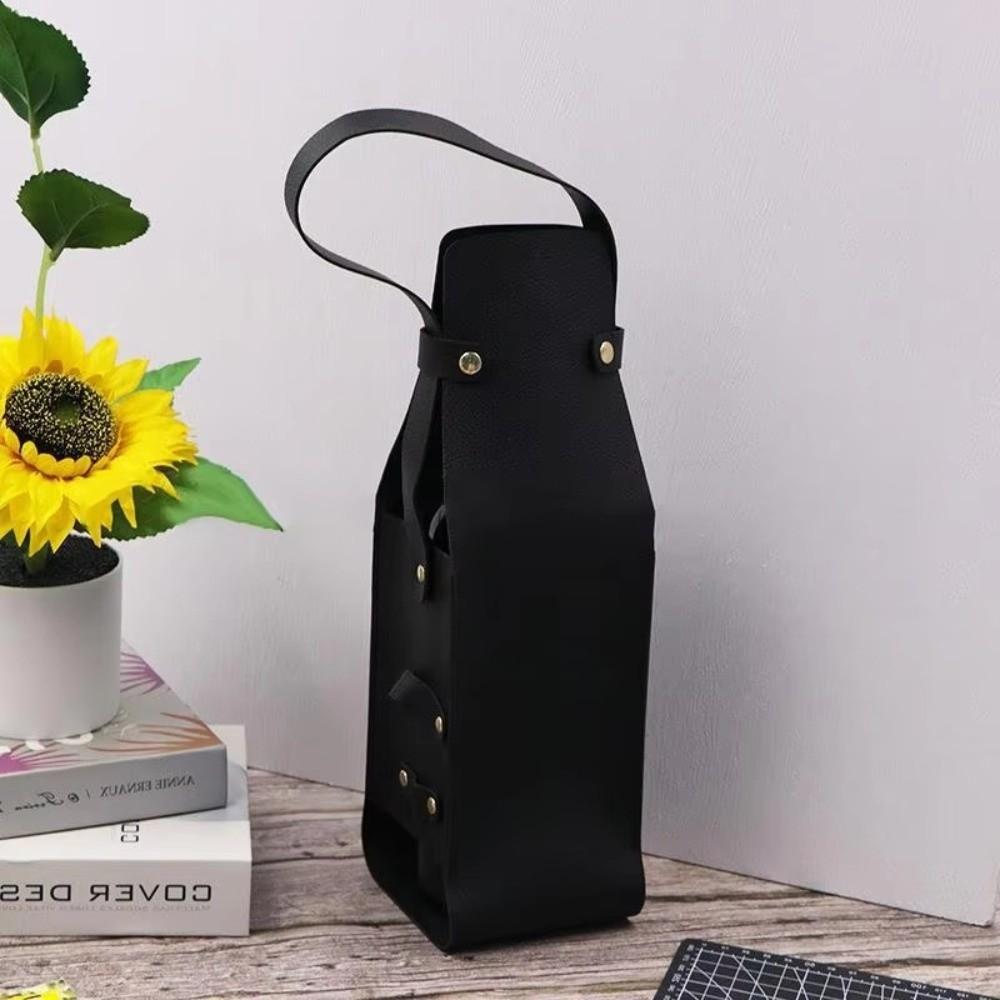 PU Leather Wine Tote Carrier Reusable Champagne Gift Bag Elegant Beer Gift Bag
