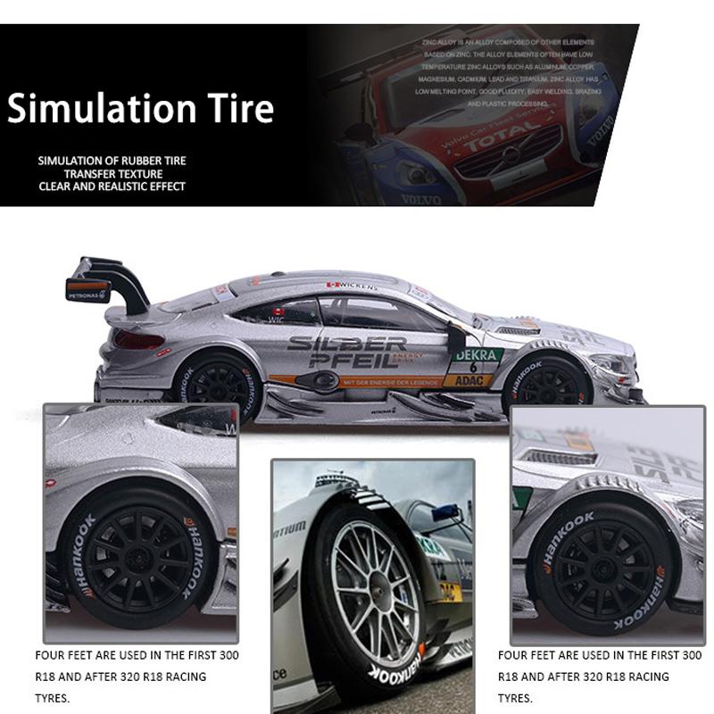 Масштаб 1/43 Benz AMG C63 DTM, литая под давлением модель автомобиля, игрушечный автомобиль с откатным механизмом для детей, коллекция подарков для мальчиков и девочек