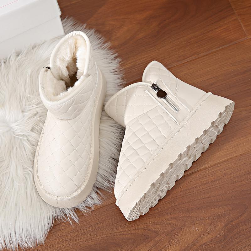 Модные хлопковые туфли для женщин, зимняя новая стильная верхняя одежда, дополнительный бархат, утолщенная теплая обувь, толстая подошва, увеличивающая высоту зимних сапог