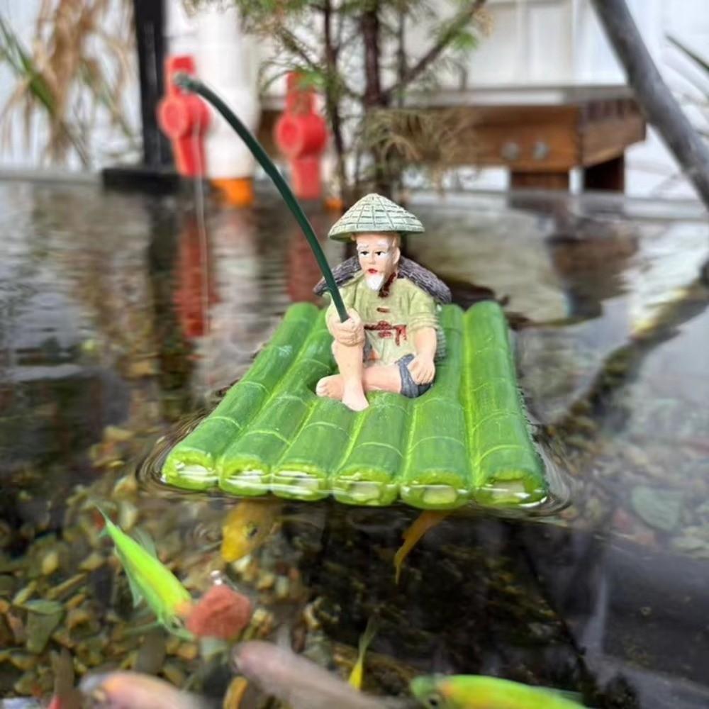 Realistic Fisherman Figurine Miniature Fish Tank Decorations Aquarium Decor Aquarium Use