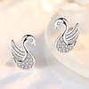Womens Korean Fashion Anti-allergy 925 Silver Plated Simple Little Ear Stud Earrings Female Small Ear Jewelry Gifts