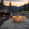 Rubberwood Wooden Coffee Cup Nordic Style Wooden Mug Viking Coffee Mug Portable Wood Mug  Parties