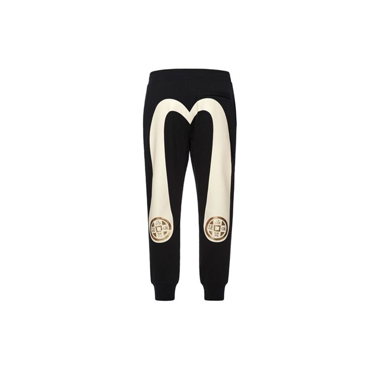 Evisu Big M Print Knitted Sports Pants Men bottoms Black 2ESHTM0SP318XX