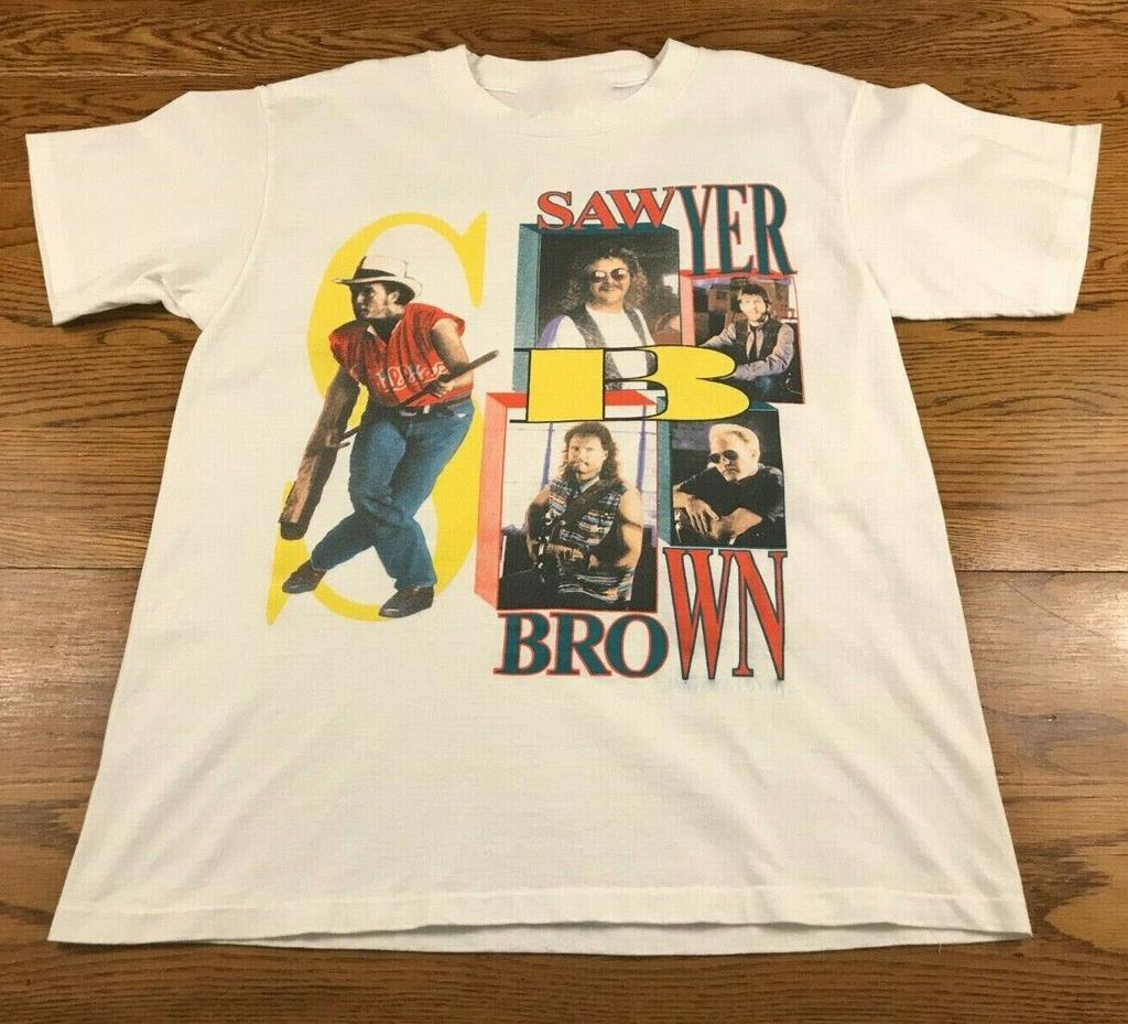 Vtg Sawyer Brown Band Country Music Cotton White Full Size Unisex Shirt MM340