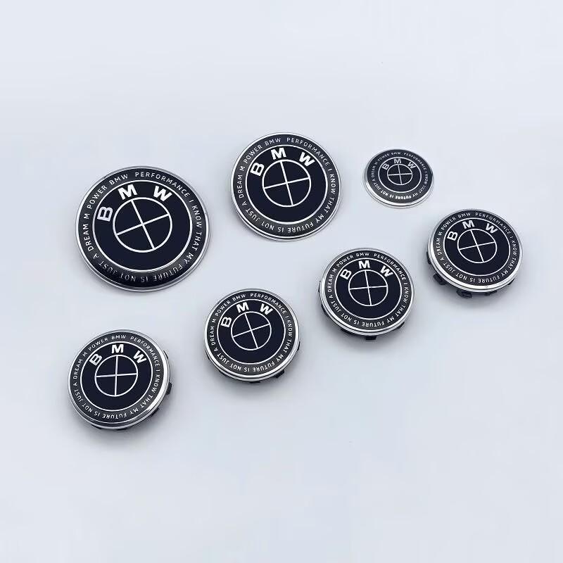 DECW8 1/4/7Pcs Car Hood Rear Emblem Steering Wheel Stickers Rims Cap Badge For BMW G01 G20 X3 X5 F30 E36 F20 E46 X6 M4 E60 E93 E87