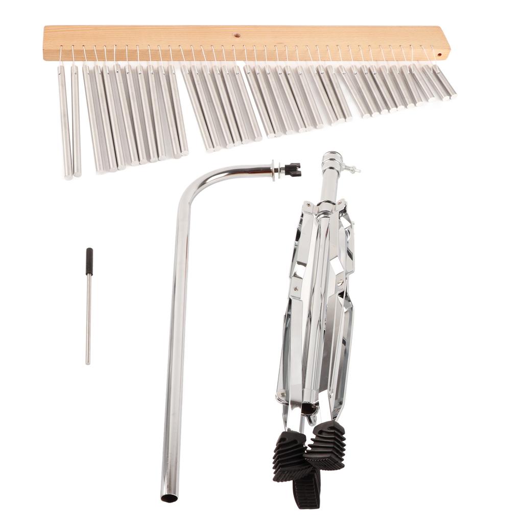 Алюминиевый сплав, колокольчик ветра с деревянным основанием, серебристый цвет и штатив, 36 тонов