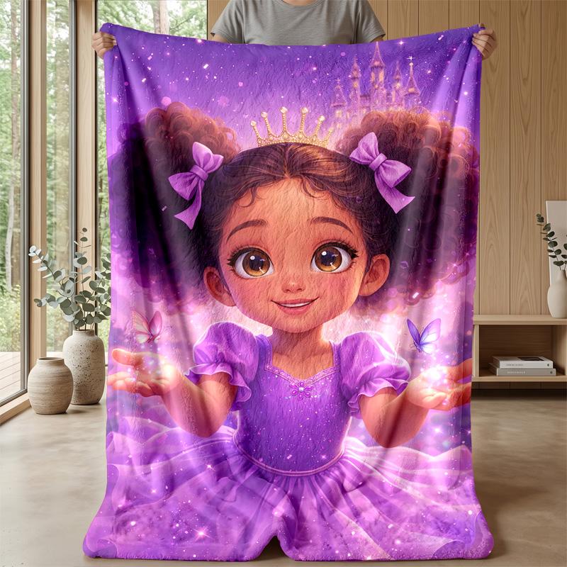 Purple Heart with Blue Butterflies Theme blanket Lightweight Warm Flannel Blanket Decorative Throw Blanket for Home Decoration