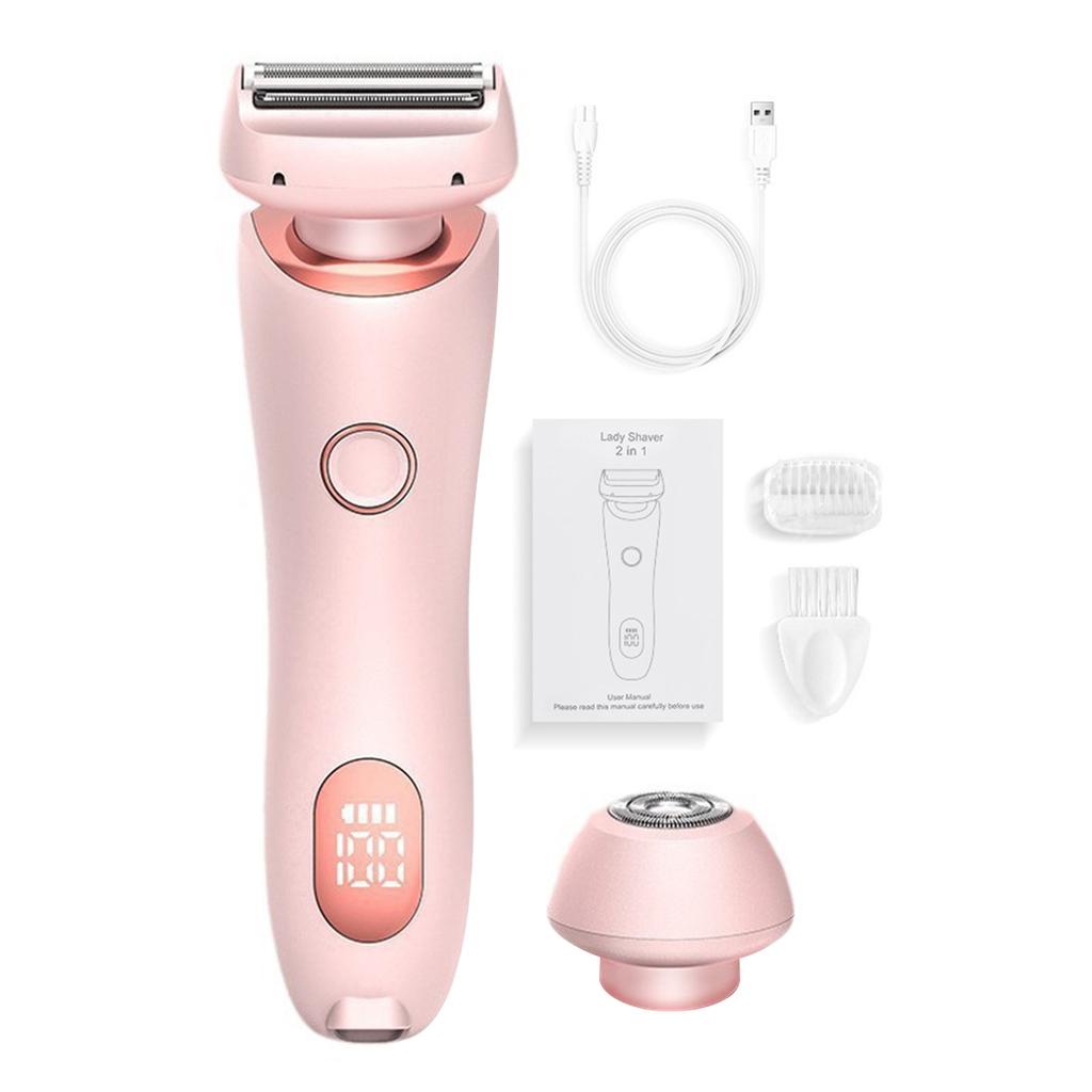 2-in-1 Bikini & Body Trimmer - Women's IPX7 Waterproof Electric Shaver for Face Underarms Legs, Painless Hair Removal Kit