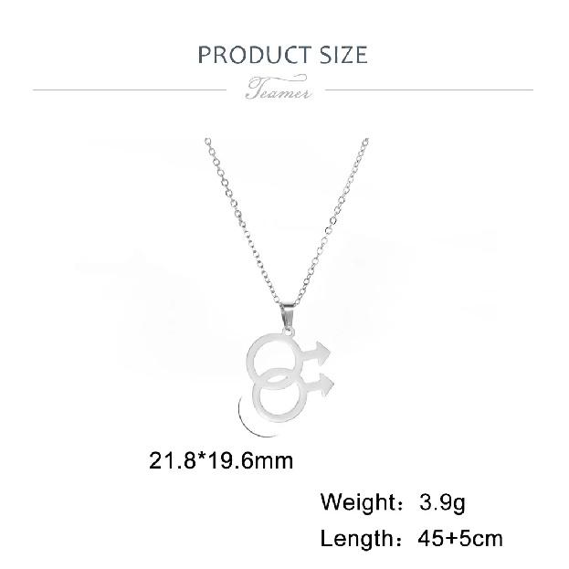 Teamer Gay Pride Necklace For Men Stainless Steel Pendant Man Male Symbol Necklaces Fashion Jewelry Gay Sign Gift Wholesale