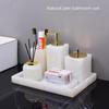 Lux White Jade Bathroom Set: Basin, Tray, Tissue Box, Lotion Dispenser - 4 or 5 Piece Set