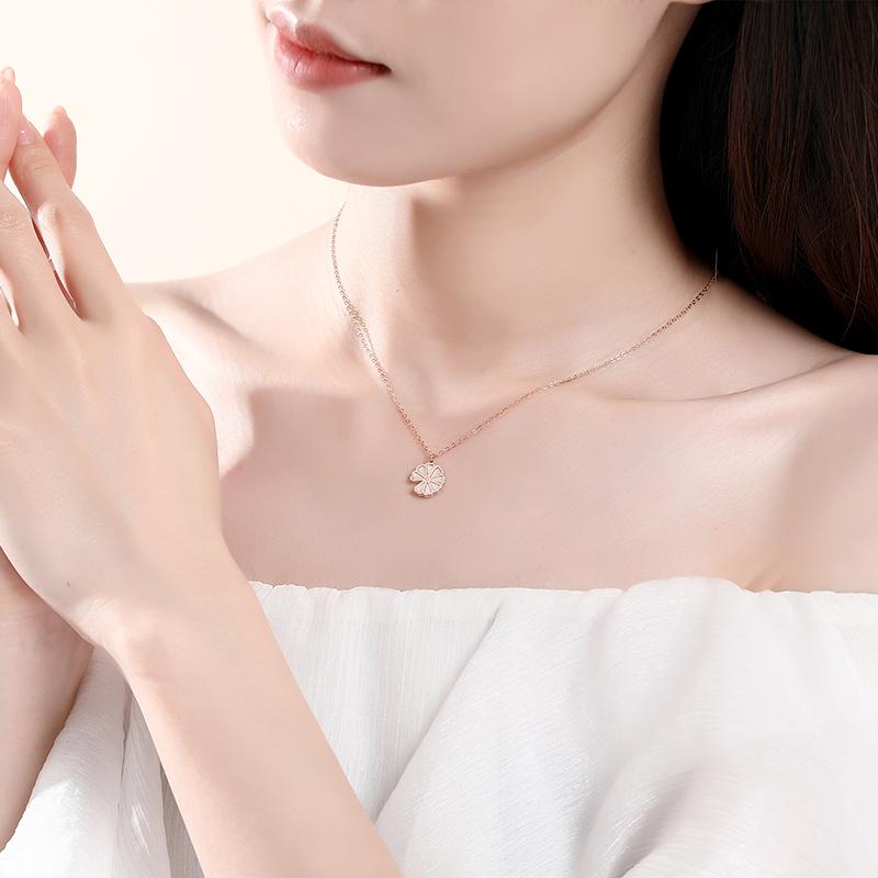 European S925 Sterling Silver Summer Aaa Cz Daisy Necklace Flower Pendant Clavicle Chain For Women Birthday Party Gift Jewelry