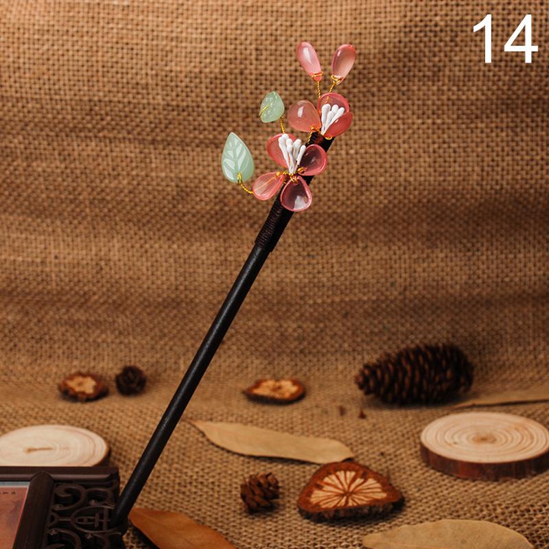 Новые Роскошные Заколки для Волос с Цветами Ручной Работы, Винтажные Деревянные Китайские Заколки-Шпильки для Волос для Женщин, Украшения для Волос, Головные Украшения