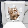 3D Проходная наклейка на кошачий туалет, съемная, самоклеящаяся, водонепроницаемая, ПВХ, настенное искусство для гостиной, ванной комнаты, сломанное отверстие, украшение для крышки унитаза с изображением котенка