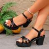 Модные летние женские сандалии на платформе 2025 года, современные сандалии для улицы с узким ремешком на пряжке, сандалии на массивном каблуке для полных, повседневная обувь для платья