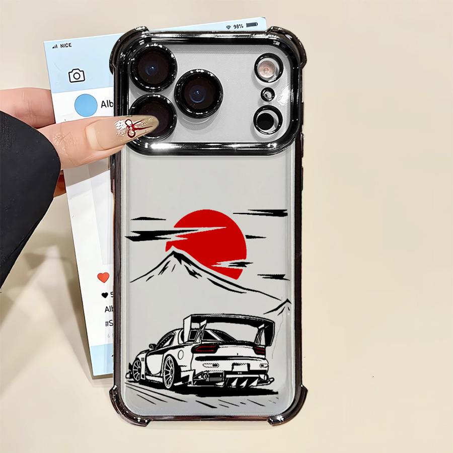 Чехол для телефона iPhone 16 15 14 Plus 17 Air 13 12 11 Pro Max 16e Мягкий чехол Спортивный гоночный JDM Дрифт-автомобиль