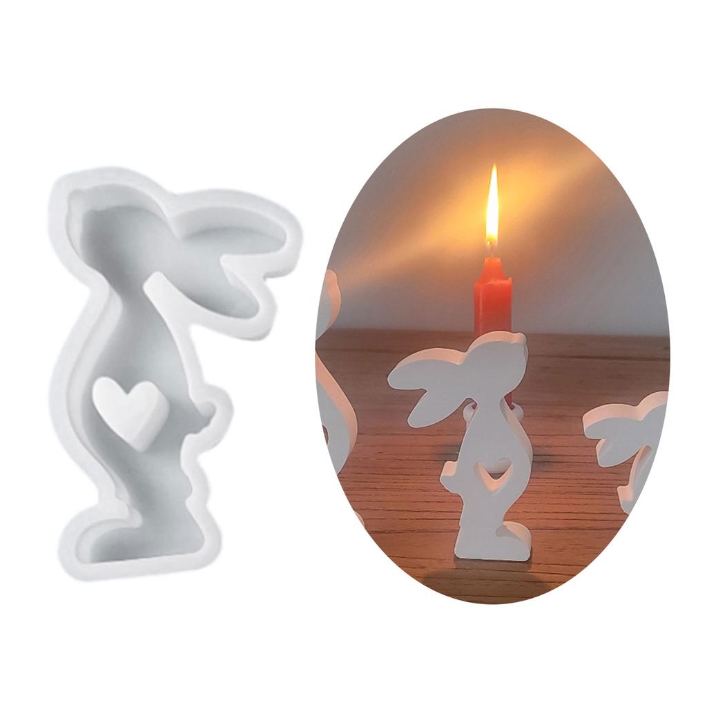 Heart Rabbit Candle Resin Mold Easter Rabbit Silicone Mould DIY Craft Mold Handmade Soap Baking Mold for Home Decors