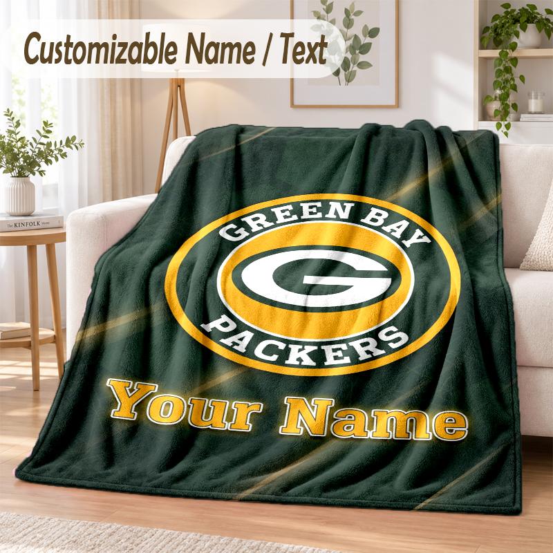 Фланелевое одеяло с индивидуальным текстом, принт Green Bay Packers, теплое и уютное одеяло, постельное белье для дивана и кровати