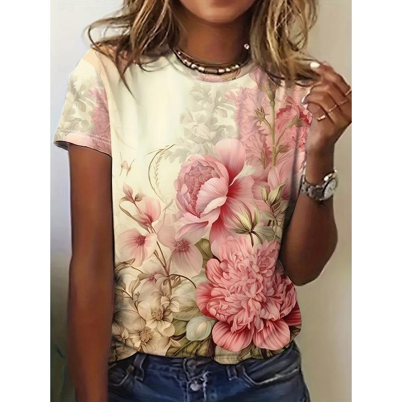 Women's T Shirt Print Graphic Animal Vintage Stylish Classic Short Sleeve Crew Neck Regular Tops Daily Weekend Black White Gold Summer Spring Fall