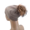 Women Hair Ball Knit Hat Solid Color Wool Headgear Autumn and Winter Outdoor Casual Warm Hat