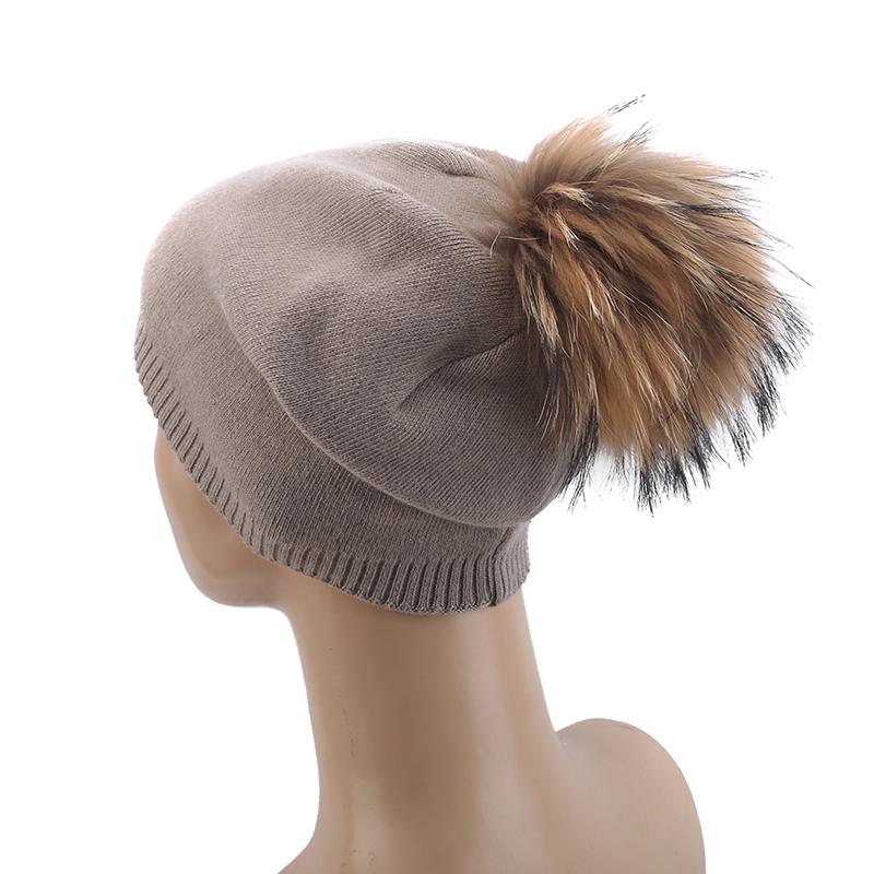 Women Hair Ball Knit Hat Solid Color Wool Headgear Autumn and Winter Outdoor Casual Warm Hat