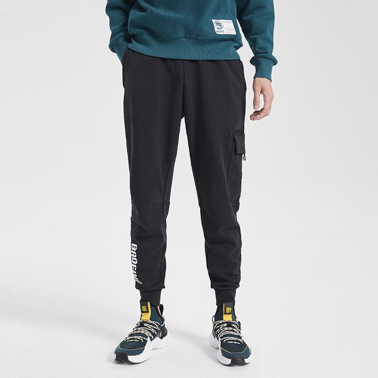 Баскетбольная серия Li Ning Badfive, однотонные повседневные спортивные брюки с манжетами и надписью, мужские брюки, стандартные, черные AKLQ507-2