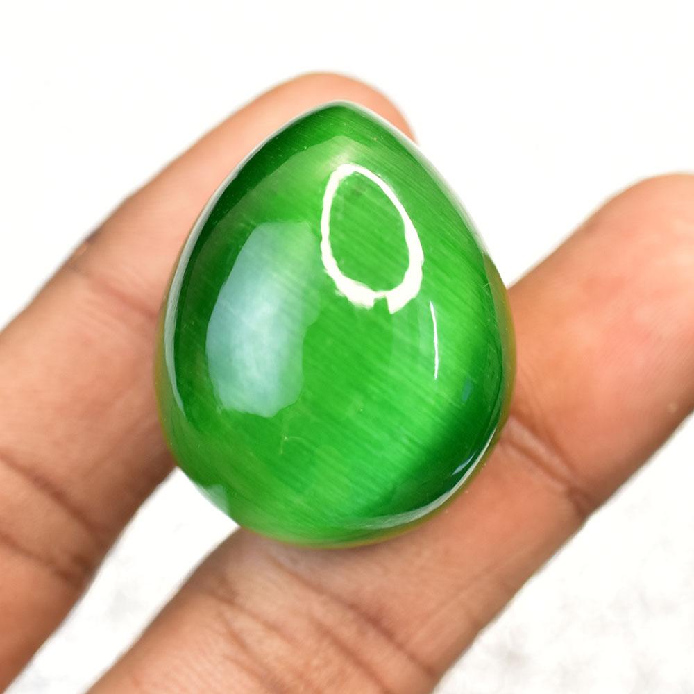 95.15 Ct Pear Cabochon Shape Green Cat's Eye NATURAL   Loose Gemstone