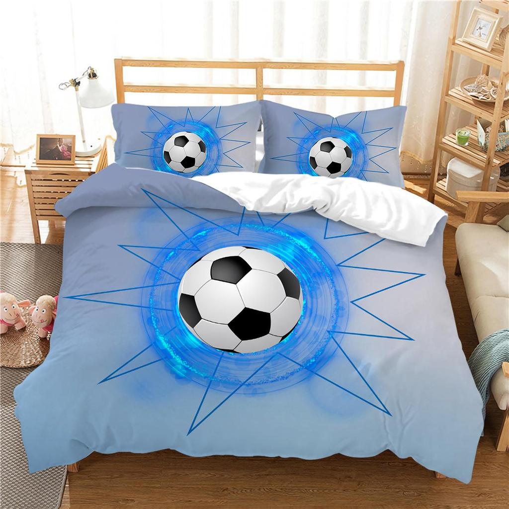 2/3 шт. Комплект постельного белья Цветной дизайн с футбольным мячом Комплект пододеяльника Все размеры Удобная наволочка из микрофибры