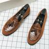 Trend New Men‘s Pointed Bowtie Mixed Patchwork Patent Leather Shoes Gentleman Designer Loafter Moccasins Wedding Dress Footwear