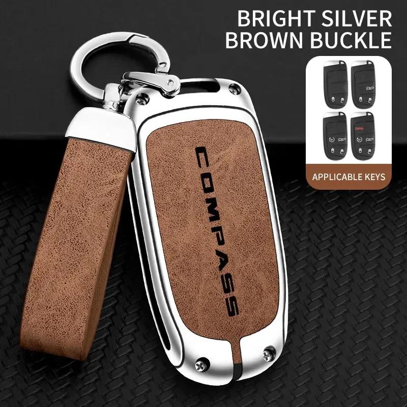 FJN1 Suitable for Jeep Compass COMPASS car key case 2021 2020 2019 2017 SUV zinc alloy high-end leather car key case auto accessories