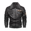 Men's Leather Jacket Men's Pu Leather Jacket Large Size Motorcycle Jacket with Velvet Lapel Outer