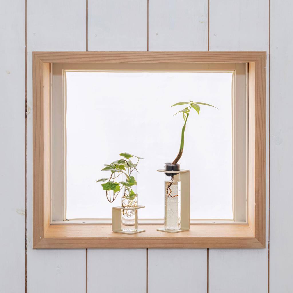 [Made In Tsubame-Sanjo] TETSUNAGI C & C Long Flower Vase Set, Single Flower Vase, Steel and Glass Test Tube, Mini, Made In Japan, Interior Decor,