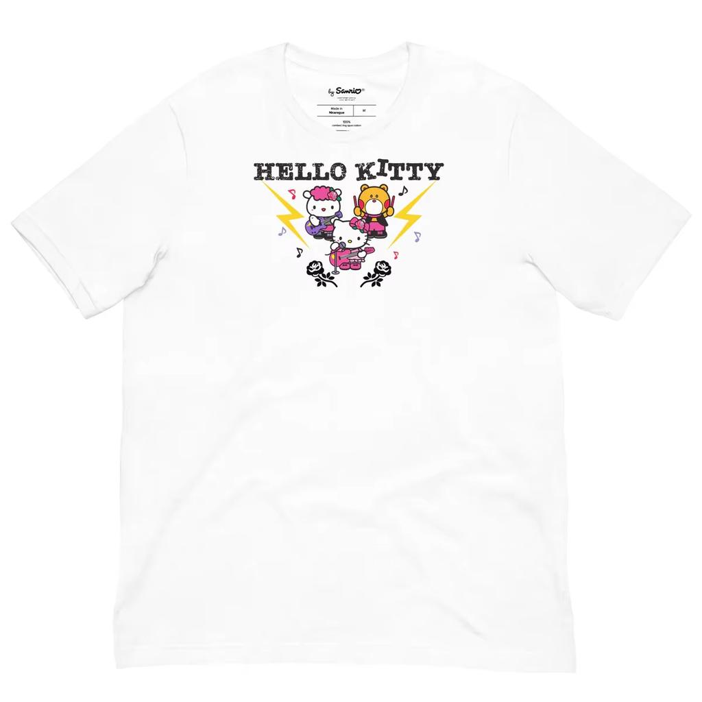 2026 новый летний милый топ с принтом HelloKitty, повседневная хлопковая футболка с коротким рукавом для взрослых и детей, милый кавайный стиль, повседневный наряд