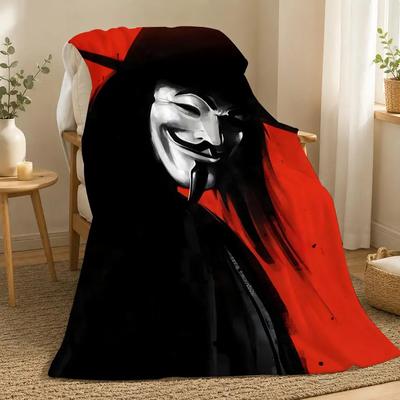 V for Vendetta Movie Throw 240g Flannel Blanket, Suitable for Sofas, Beds, Offices,  Exquisite Gift Blankets