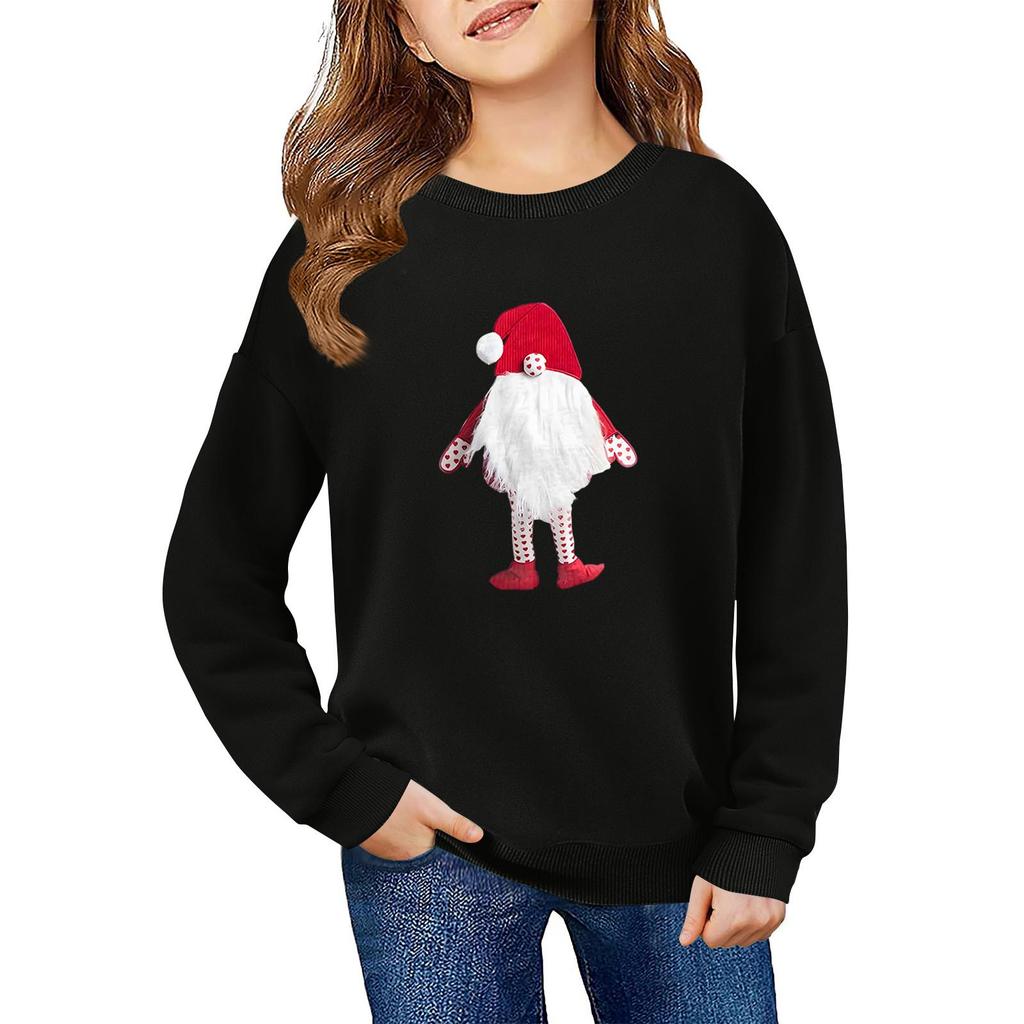 Children's Fashionable Casual Long-sleeved Loose Christmas Print Pullover Sweatshirt