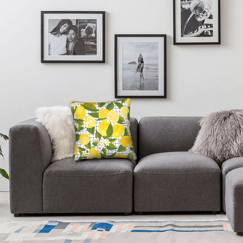 Yellow Lemon Pattern Pillow Cover Morden Pillow Case For Sofa Car Home Decor Soft Pillowcases Gift
