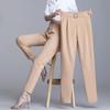 High Waist Elastic Harem Pants for Women Commuter Casual Capri Pants Fashion Solid Color Pockets Sashes Trousers 4XL
