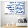 Blue Sardines Fish Canvas Prints Poster Japanese Funny Cute Art Style for Kithren,living Room Wall Home Decor