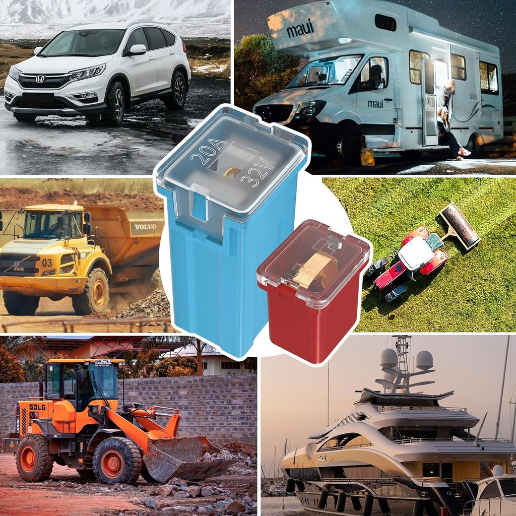 DaierTek 36 шт. Предохранители Jcase Автомобильные Высокие/Стандартные и Низкопрофильные Коробчатые Предохранители Jcase Набор Ассорти 20A 30A 40A 50A 60A 80A Предохранители4