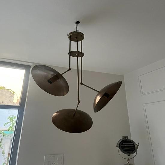 Современная люстра Спутник из необработанной латуни 3-ламповый куполообразный подвесной светильник для дома, офисный декор