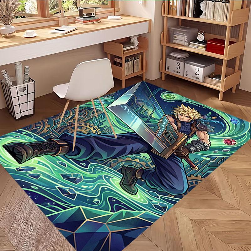 Final Fantasy Print Rug, Washable Floor Carpet, For Entryway Dorm Laundry Room Office Study, Home Decor Birthday Christmas Gift