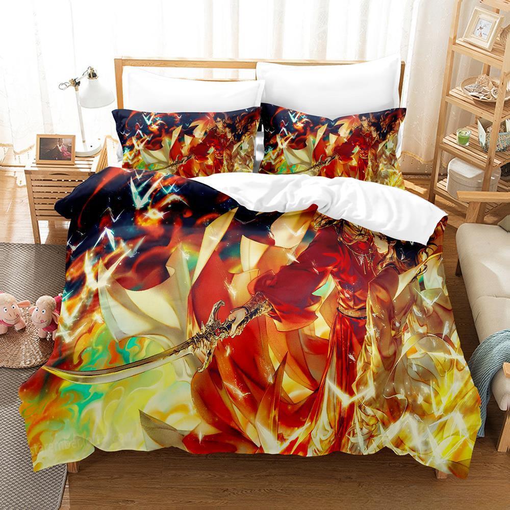 3D-принт Благословение Небесного Чиновника Тянь Гуань Ци Фу Комплект постельного белья из трех предметов с рисунком из мультфильма Аниме для взрослых и детей Спальня Пододеяльники Наборы