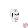 Стерлингового серебра 925 пробы, прозрачное Pav éClip, подвеска из бисера, подходит для милого модного браслета, ожерелье, модные украшения, подарок для женщин