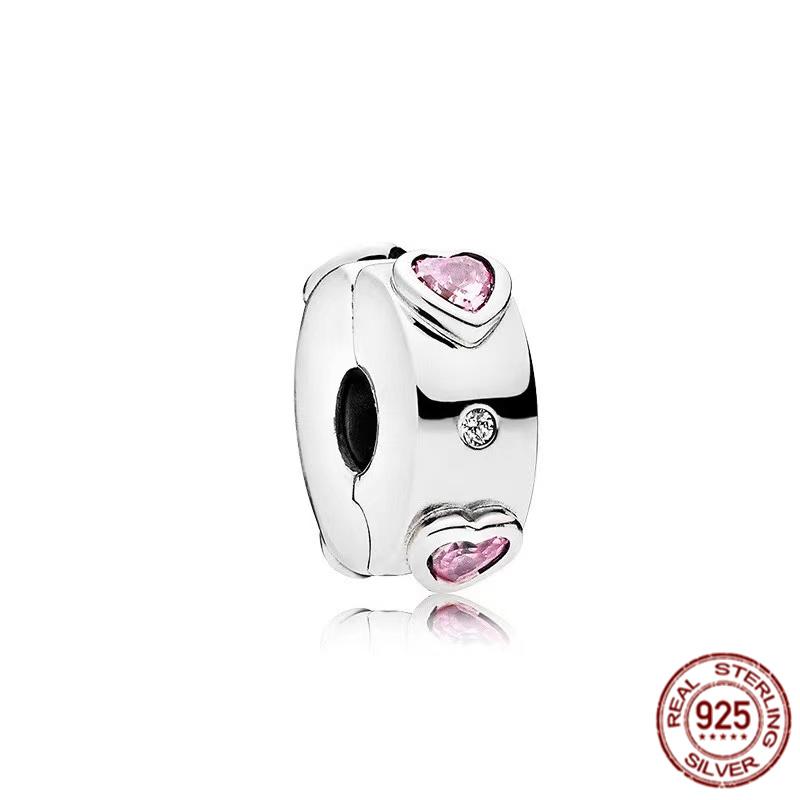 Стерлингового серебра 925 пробы, прозрачное Pav éClip, подвеска из бисера, подходит для милого модного браслета, ожерелье, модные украшения, подарок для женщин