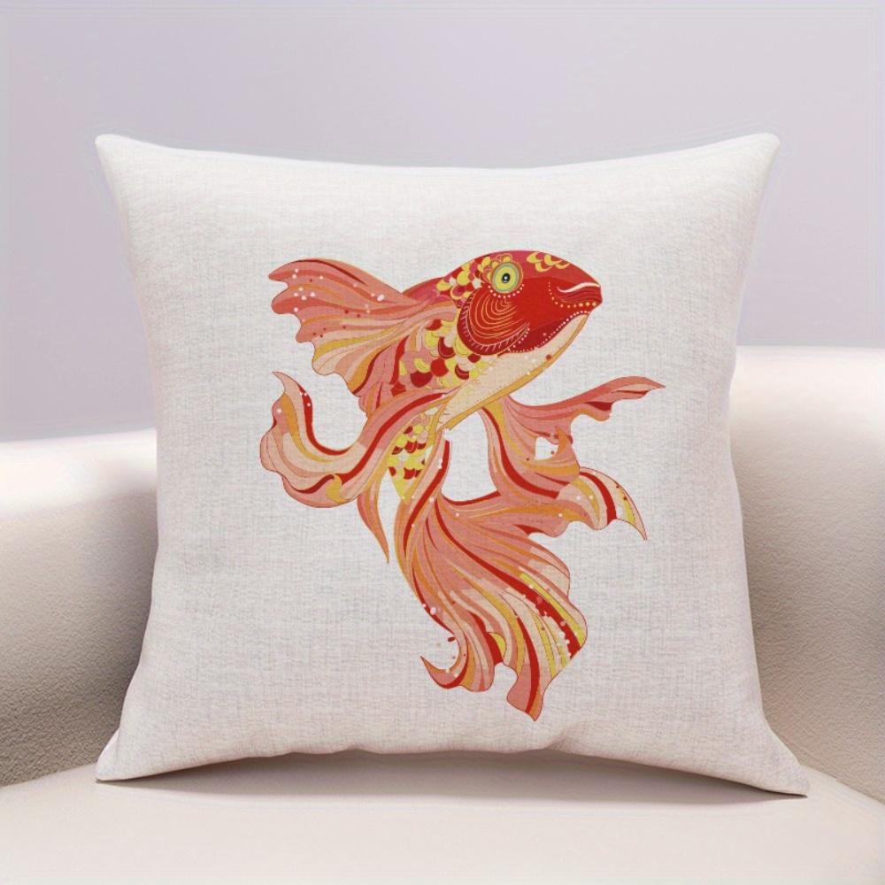 4Pcs Lucky Oriental Throw Pillow Covers, Intricate Koi Fish Print Cushion Cases, Calming Zen Aesthetic Decor For Sofa Bedroom