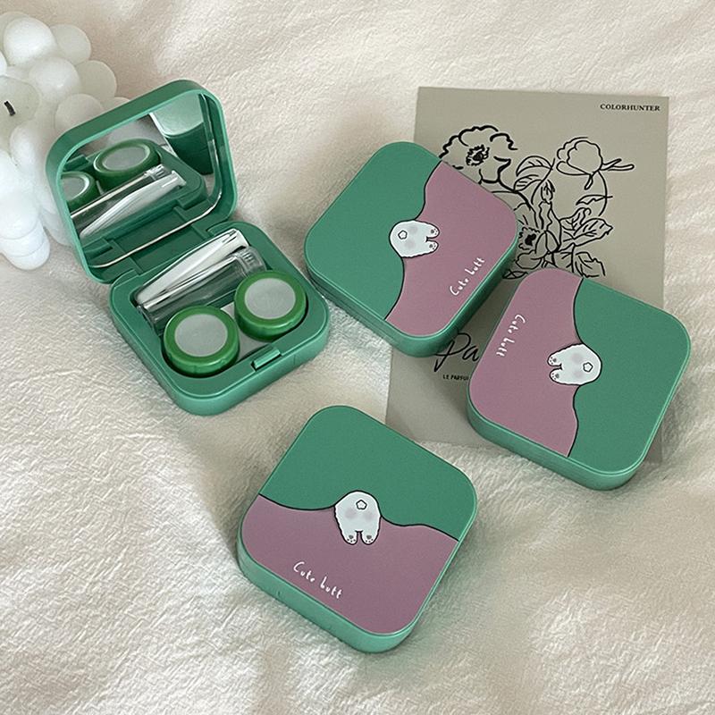 Ins Like A Fish Ретро Простой Конфетный Цвет Компактный Футляр Для Контактных Линз Партнер Коробка Коробка Для Ухода За Зрачками Откидная Крышка
