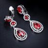 CMM Royal Blue Cubic Zirconia Wedding Jewelry Water Drop Clip Earrings