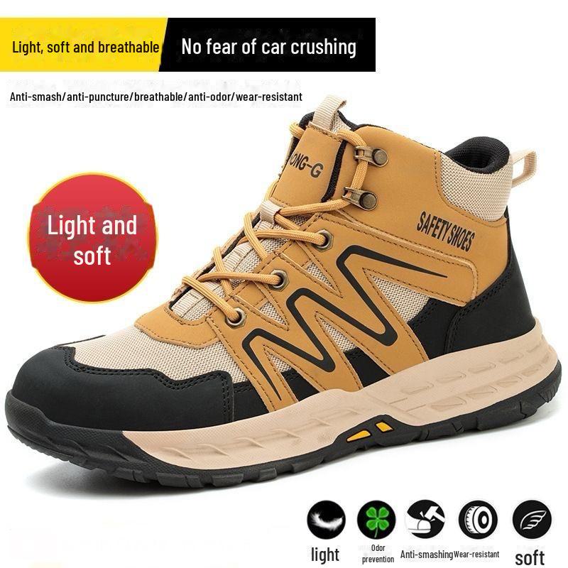 Рабочая обувь унисекс для трансграничных перевозок: Противоударные, противоударные, средней высоты, со стальным носком, нескользящие, износостойкие, дышащие, удобные.