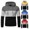 Мужская толстовка с капюшоном осень-зима с цветными блоками, длинными рукавами, большим карманом, с капюшоном в стиле ретро, тонкая
