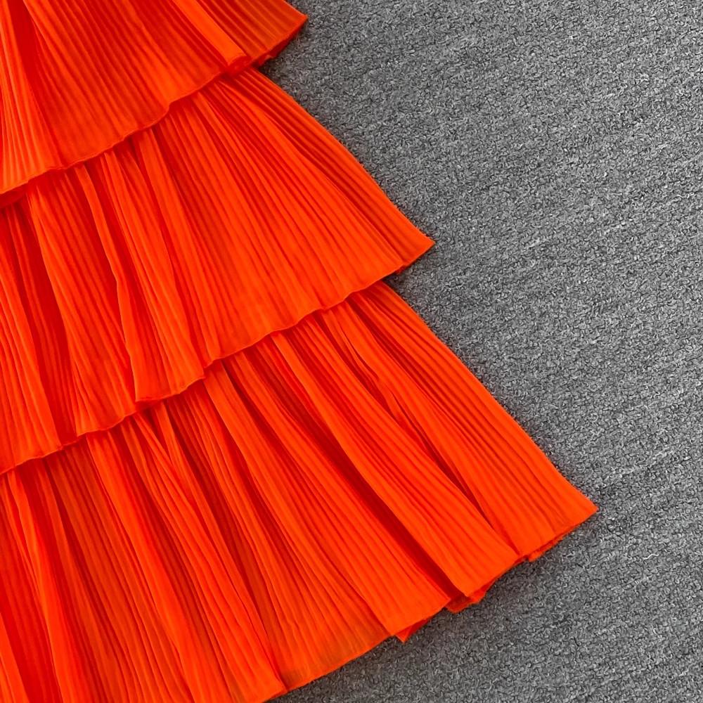 Women Summer Dress Sweet Chiffon Suspender Temperament French Gentleness Elegant Feeling Ruffle Cake Fairy Dress D3227